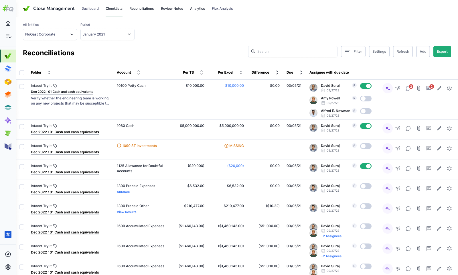 Reconciliations after redesign